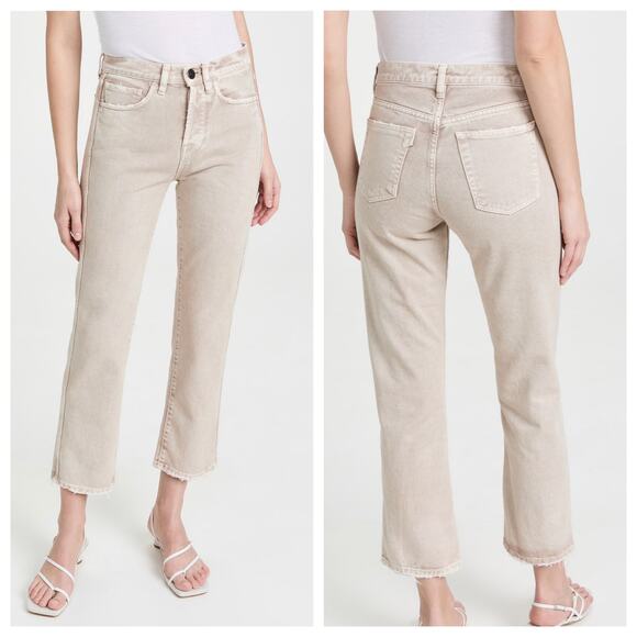 3x1 NYC Austin Crop Jeans SZ 28 NEW Mineral Beige Straight Leg Tan Denim